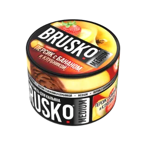 Табак Brusko Medium, 50гр "Персик с бананом и клубникой"